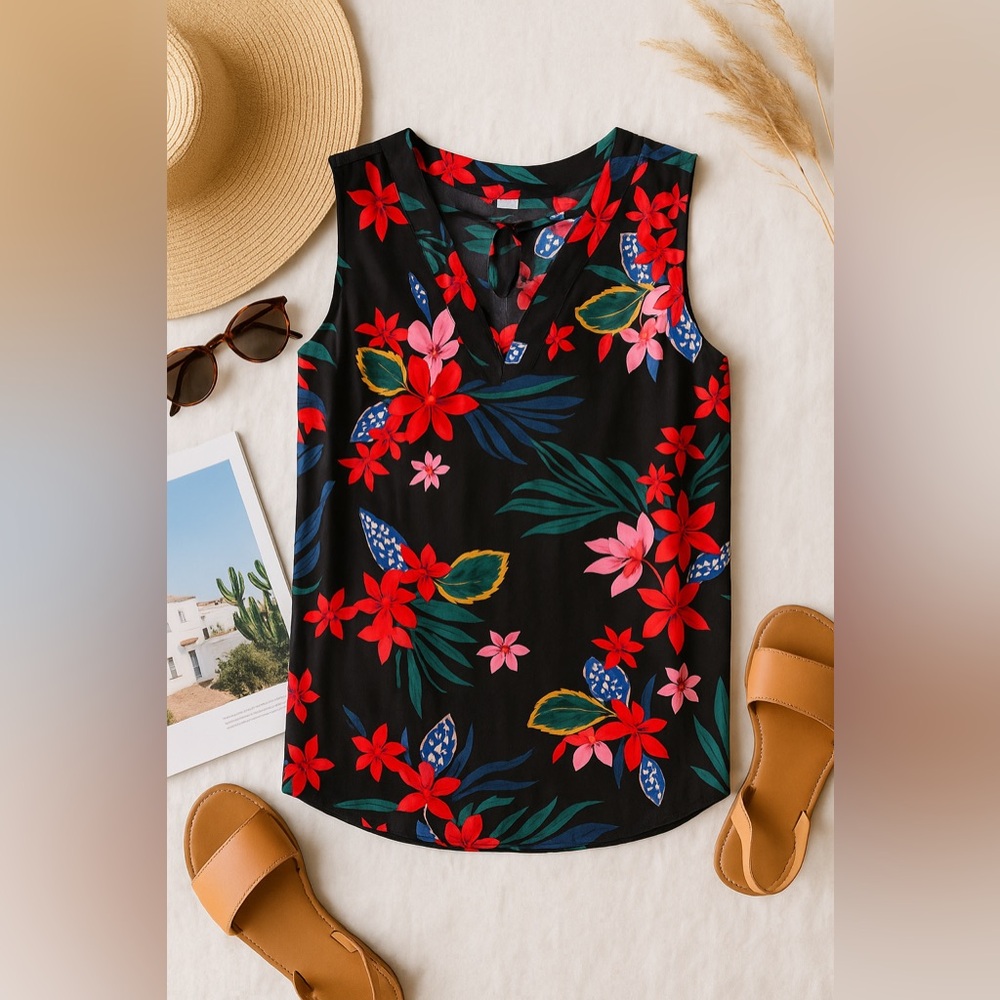 Old Navy Tropical Floral Smocked Tunic Dress Size Medium NWOT